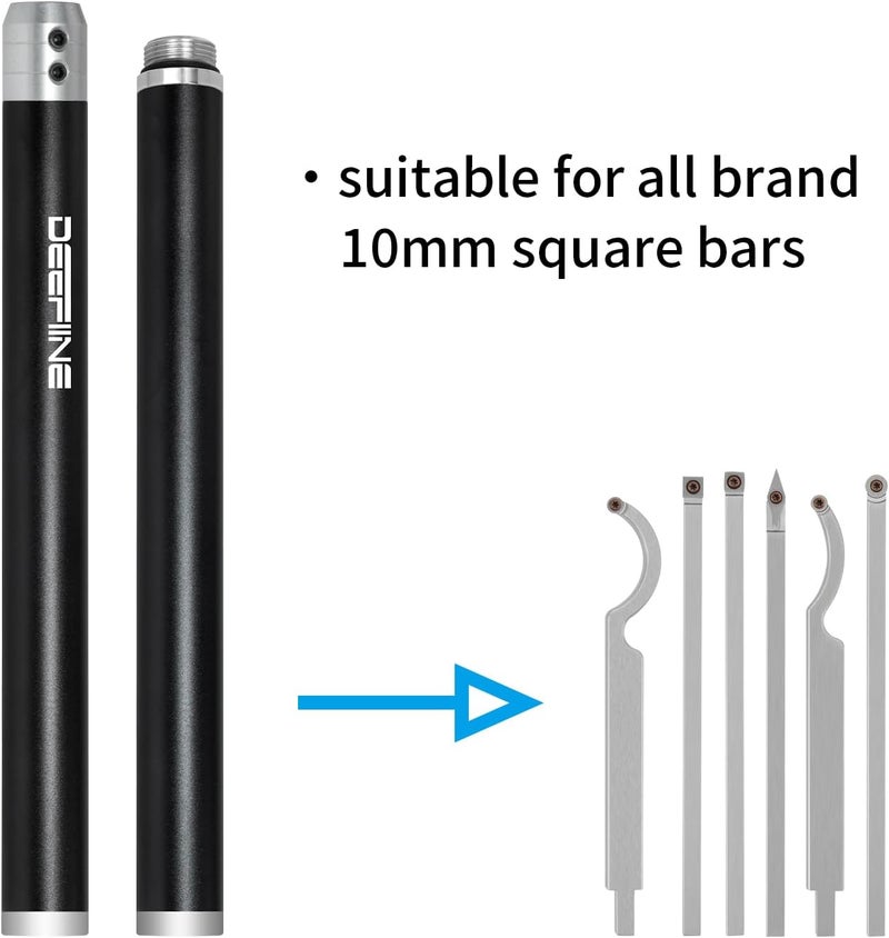 DEEFIINE Carbide Wood Lathe Truning Tools Grip Handle and Extension Handle, Accept 10mm Square Turning Tool bar - Image 5